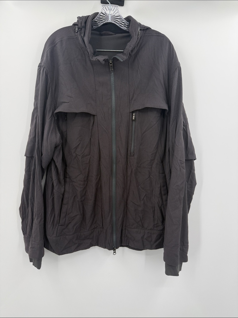 Lululemon Men's Relay Jacket Houndstooth Swift Mojave Gray Size XL